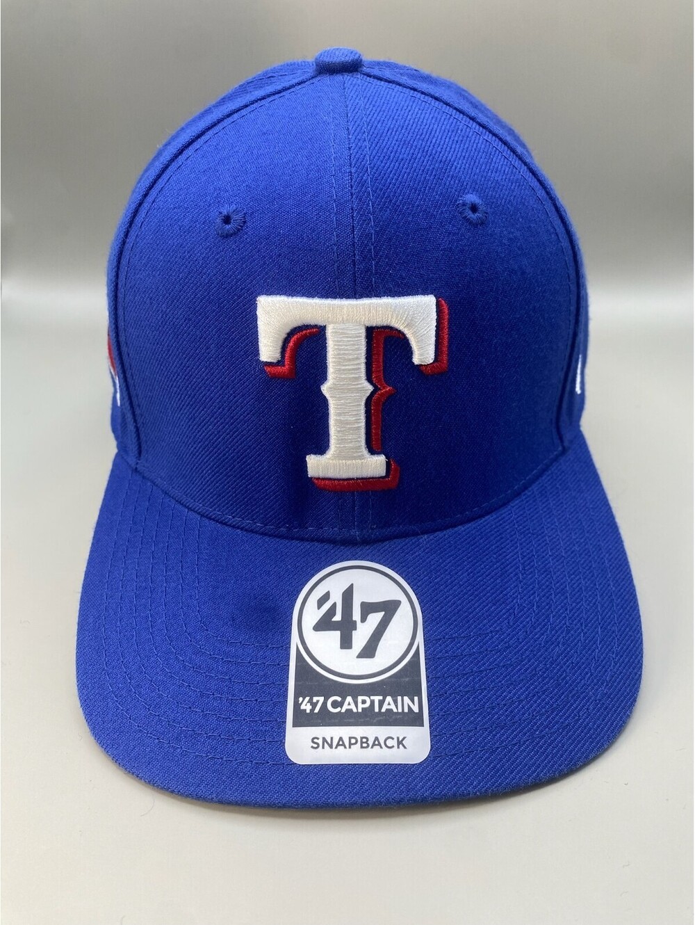 NEW MLB Blue Texas Rangers 47 Brand Captain Snapback with Texas Flag side patch